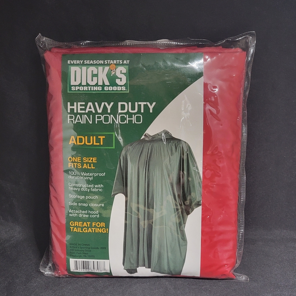 Dick’s Sporting Goods Heavy Duty Adult Rain Poncho – One Size Fits All – Waterpr